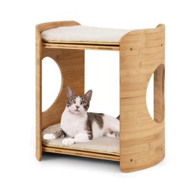 Cat Furniture 2-Tier Cute Small Cat Tree for Indoor (Color: Natural, type: Pet Supplies)